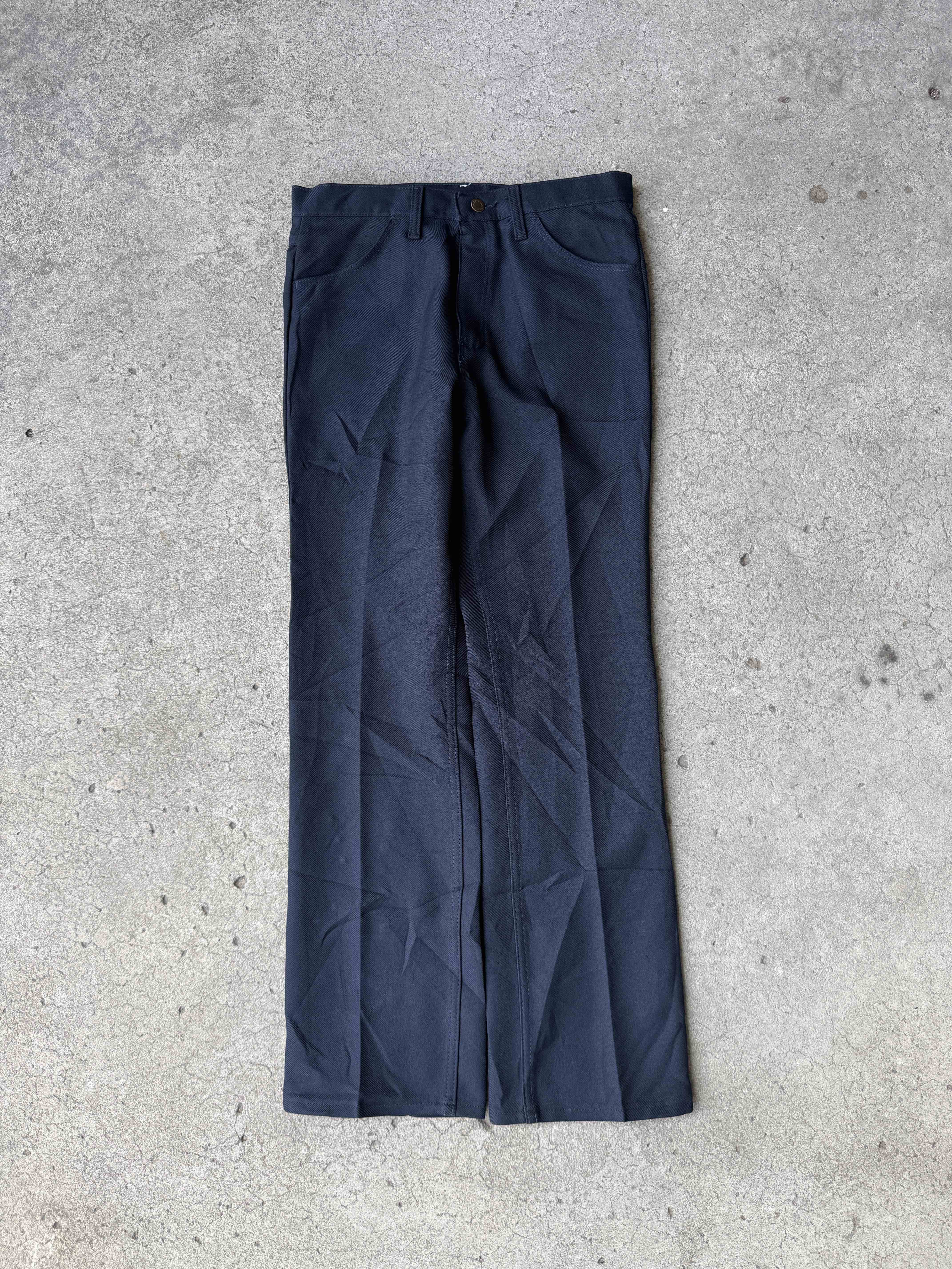 Vintage 70s Wrangler Wrancher Navy Polyester Flare Pants USA